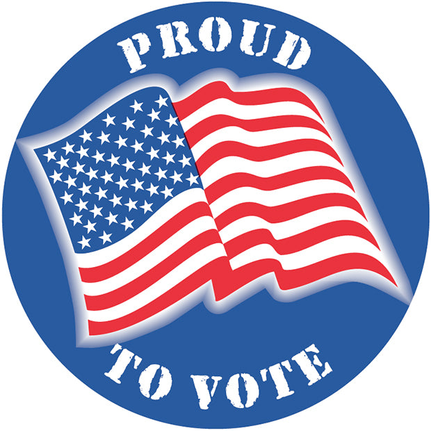 Proud to Vote w/Flag 2" Circle Sticker